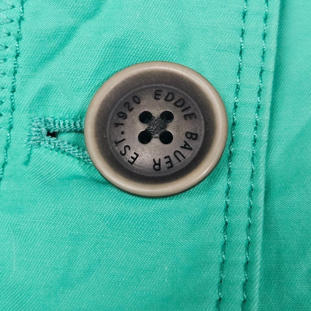 Eddie Bauer Jacket L Teal Button Front Lightweight Lined Spring‎ Coat Rain Coat - Picture 5 of 11